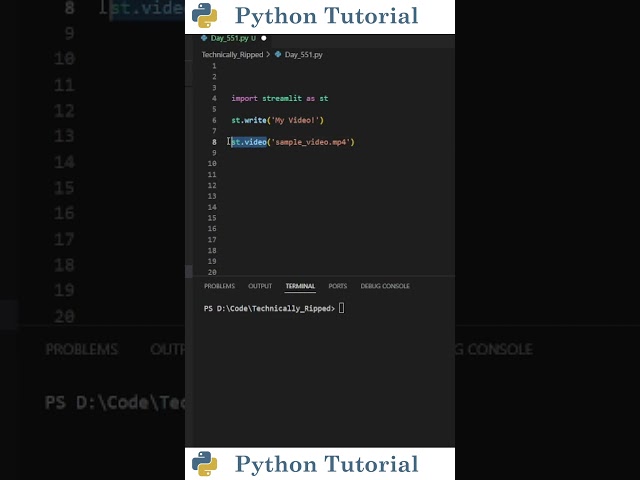 Displaying Videos On Streamlit Web App | Python Tutorial
