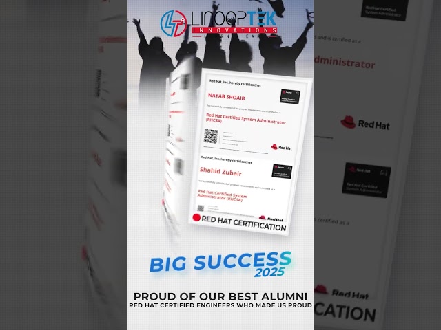 🎉 2025 = BIG Success! 🎉We’re proud to announce that 100+ Linoop students have achieved Red Hat Cer