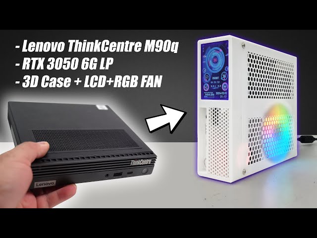 Lenovo M90q 3D Case Mod: Epic RGB Fan, Stunning 3.5in LCD + RTX 3050 LP, CPU Fan Noise Fixed!