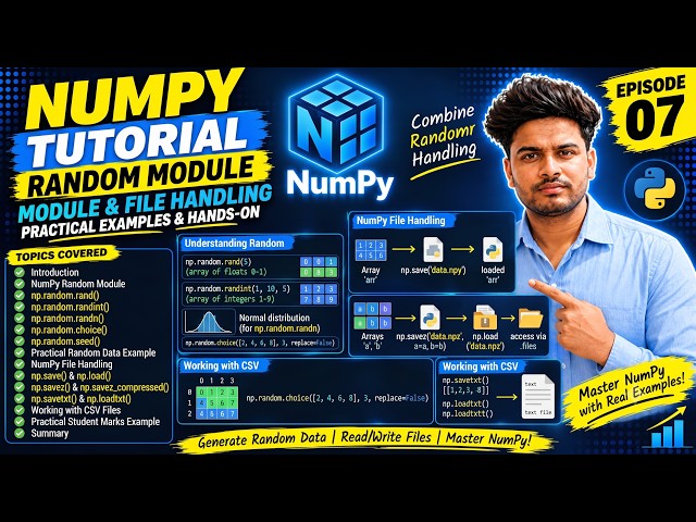 NumPy for Beginners | Random Module & File Handling with Practical Examples