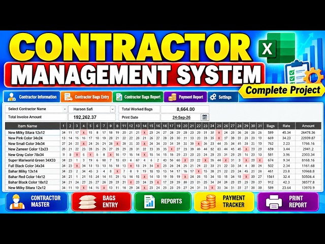 Fully Automatic Contractor Management System in Excel | Step-by-Step | Contractor Manager in Excel