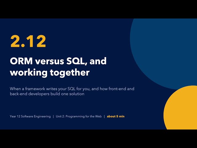 02.12: ORM versus SQL and Developers Working Together