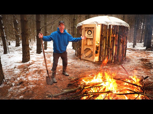 Building a Cozy TINY DOME LOG HOUSE in the Woods (So Simple, Anyone Can Do This!!!)