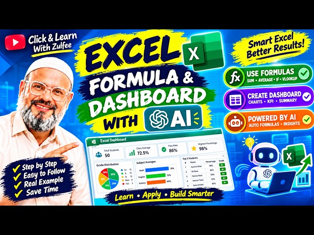 Excel Student Result Dashboard with AI | Total Marks, Percentage & Grade Formula | Step-by-Step