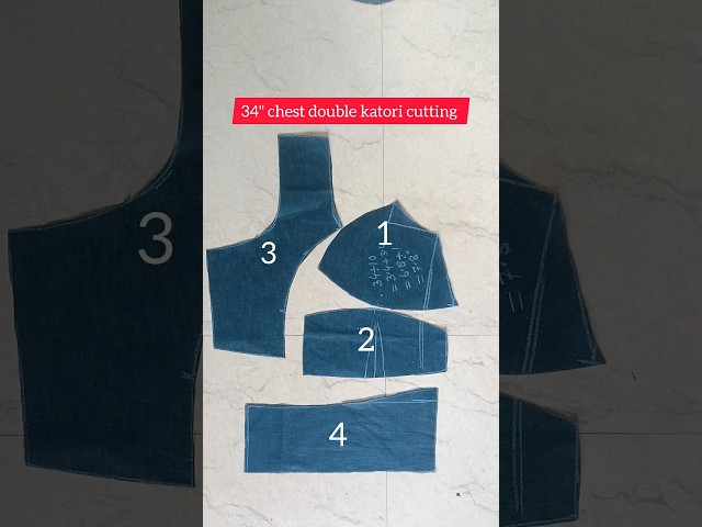 34" chest double katori cutting #shorts #easysteps  #blousecutting #katoriblouse  #youtubeshorts