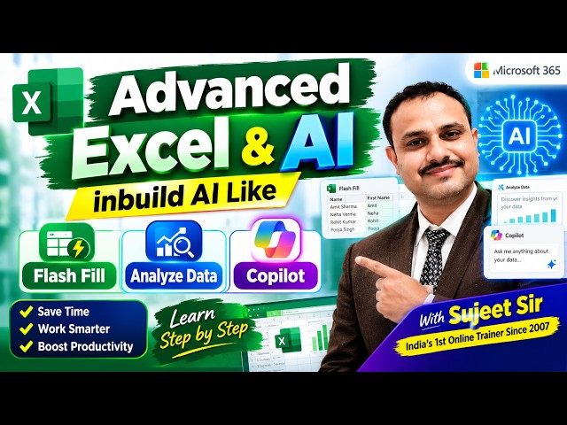 AI in Excel 365 🤖 | Automate Your Work with Flash Fill, Analyze Data & Copilot