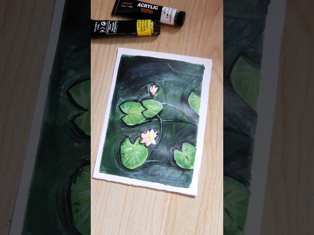 🪷✨Lotus leaf painting with acrylic colour easy and simple#art #painting