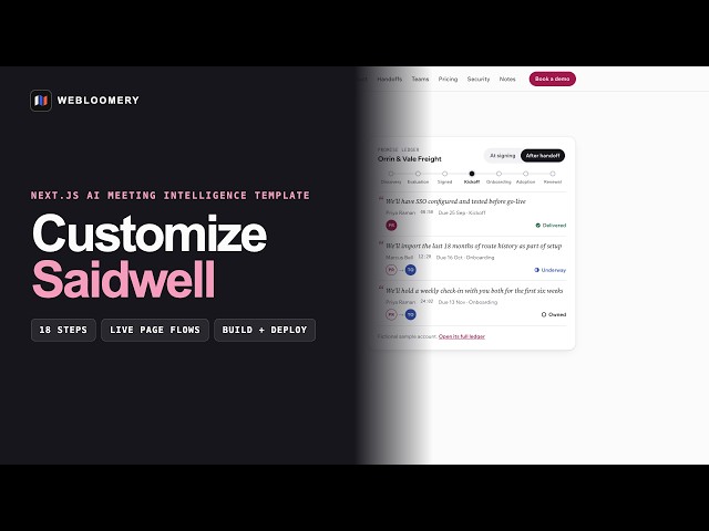 Saidwell Tutorial — Customize a Next.js AI Meeting Intelligence Website Template | Webloomery