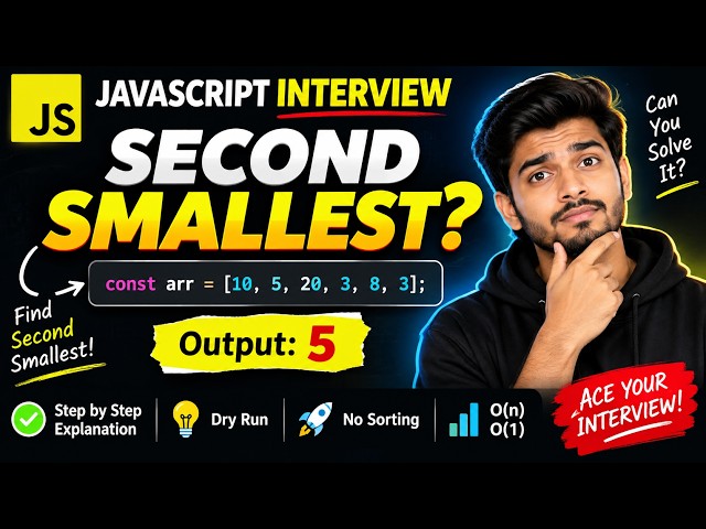 Find Second Smallest Number in Array | JavaScript Interview Question | Hinglish