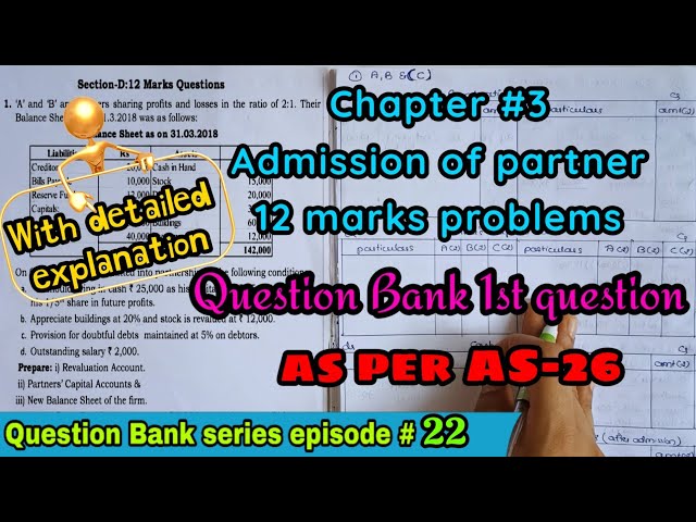 Admission of partner #1 | Question Bank 12 marks problems with detailed explanation | 1.1