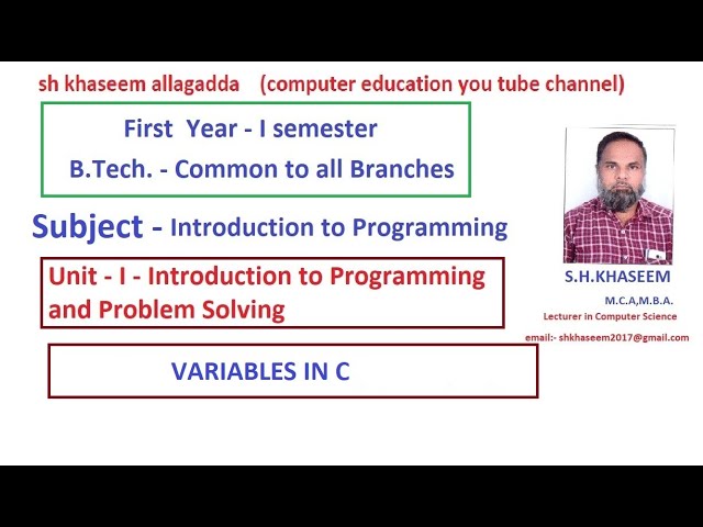 VARIABLES IN C