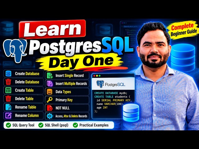 PostgreSQL Tutorial for Beginners 🔥| Create Database & Tables, Insert Records, Primary Key, NOT NULL