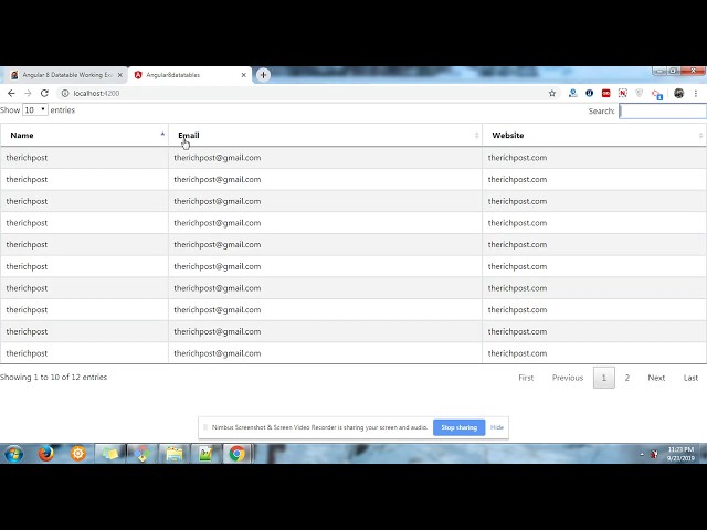 Angular 8 datatable working demo and working code