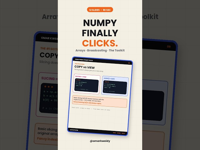 NumPy without the confusion. 🔢🐍 #python