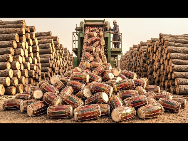 Top 6 INSANE Wooden Musical Dholak Crafting Skills & Giant Manufacturing Factory Processes |