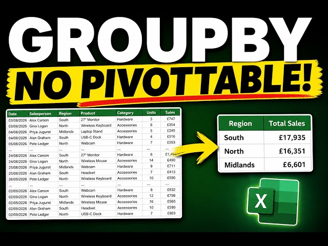 Excel GROUPBY: Summarise Data Without a PivotTable!