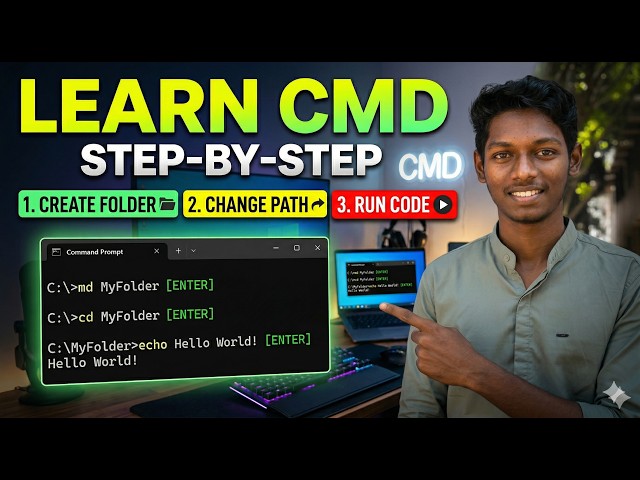 Learn CMD Step-by-Step | Create Folder, Change Path & Run Code.
