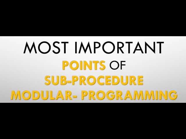 #QBASIC, #SAMSIRCOMPUTER , Most Important Points of Sub Procedure Program - (Modular Programming)