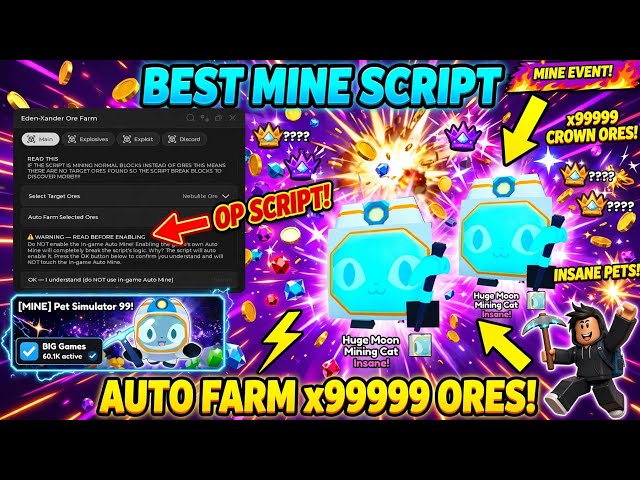 ⛏️[MINE] PET SIMULATOR 99 SCRIPT | Auto Snipe Ores, Fast Mine Exploit, Auto Farm, Auto Quests