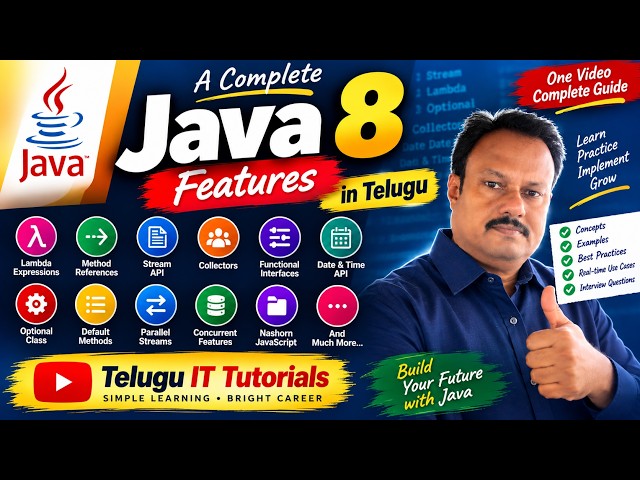 Java 8 Complete Features in Telugu | Full Java 8 Tutorial | All Features Explained with Examples