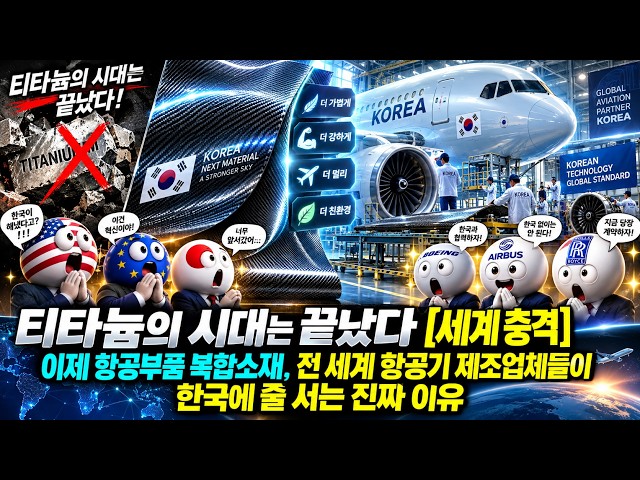티타늄의 시대는 끝났다【세계 충격】이제 항공부품 복합소재, 전 세계 항공기 제조업체들이 한국에 줄 서는 진짜 이유