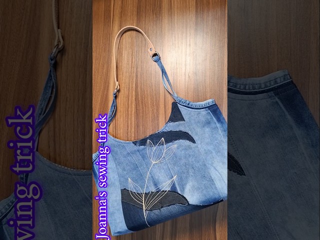 ✂️easy way to sew a luxury bag from old jeans:Easy trick for sewing a luxury hand bag#shorts