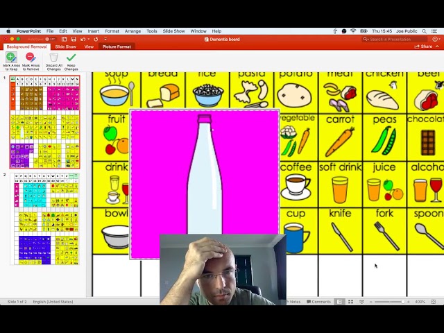 Extract from Live: adding symbols to a communication board for the Essex Dementia Challenge Prize