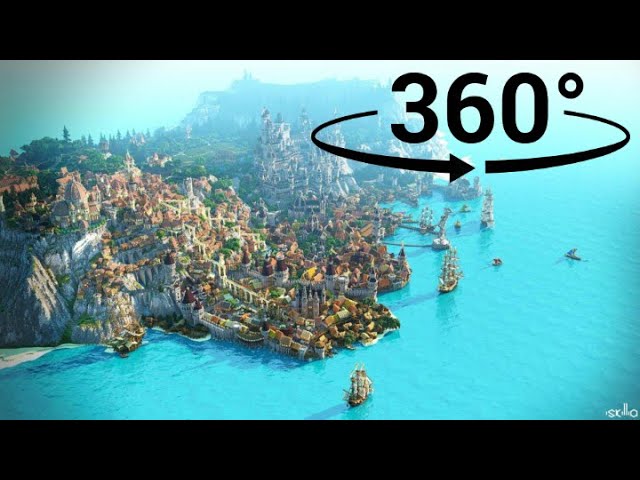 Awesome Medieval City In MINECRAFT 360° (360 Degree, 4K, 60 FPS, VR)
