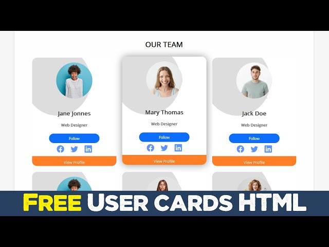 FREE User cards HTML template | How to plus source code | Quick programming tutorial