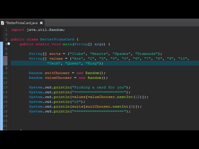 Beginner Java Tutorial - Random Number Generator - Part 8 (Pick a Card Program)