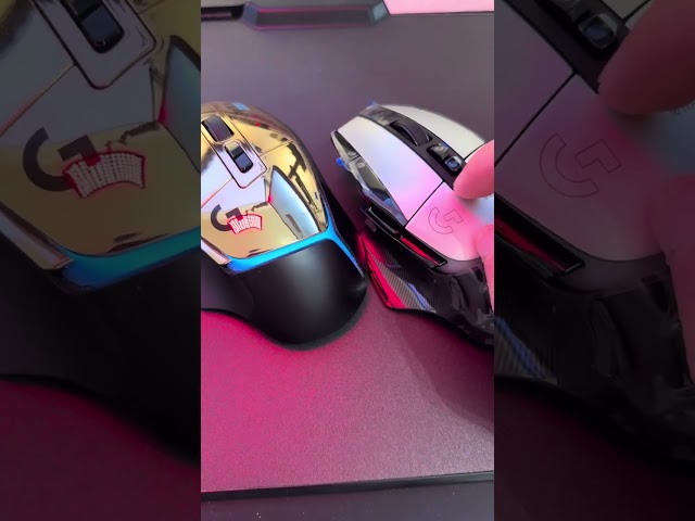 Rarest Logitech G502 24K Gold and Limited Aluminum Edition mouse compared