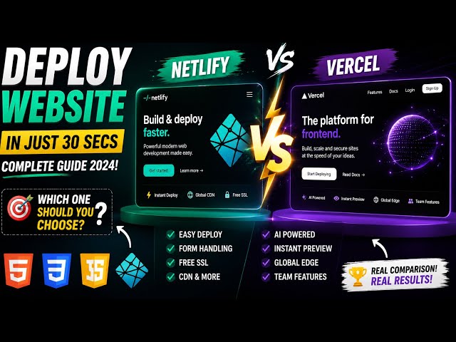 Deploy Website in 30 Seconds | Netlify vs Vercel Full Comparison (2026)🚨🔥