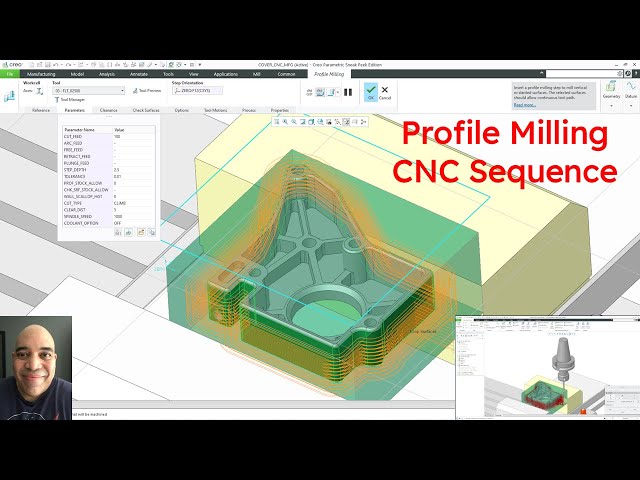 Creo Parametric - CNC Manufacturing - How to Create a Profile Milling Sequence