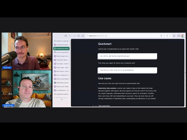 Marimo Pair - A Canvas for Agent + Developers Collaboration - Talk Python to Me Ep. 555