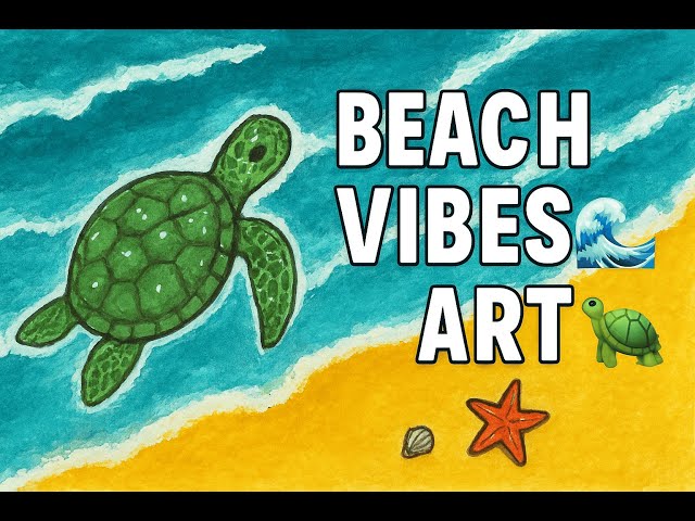 Relaxing Sea Turtle Drawing🐢🌊 | Beach & Waves Painting
