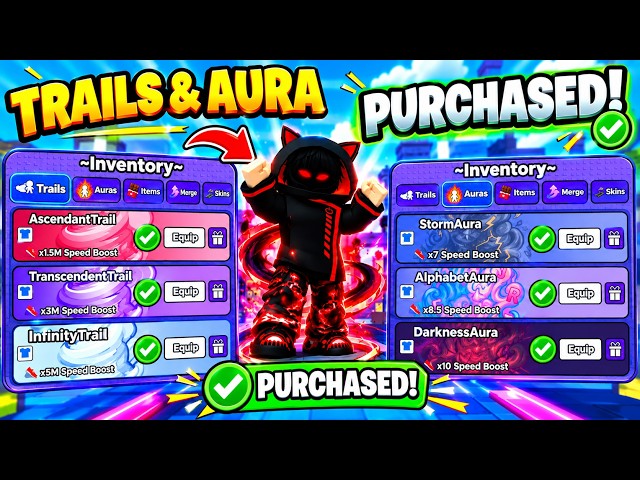 Purchased All Trails & Auras 😱 | +1 Speed Keyboard Escape | Roblox