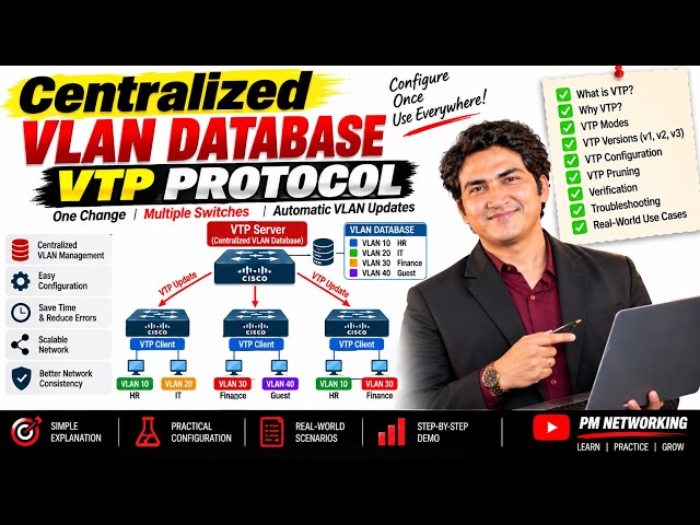 Master Switching Protocols | Centralised VLAN Database Using VTP Protocol | Network Engineer #switch