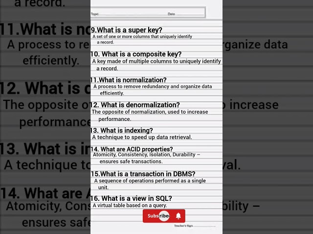DBMS Important 2 Marks Questions & Answers | Quick Revision!"#DBMS