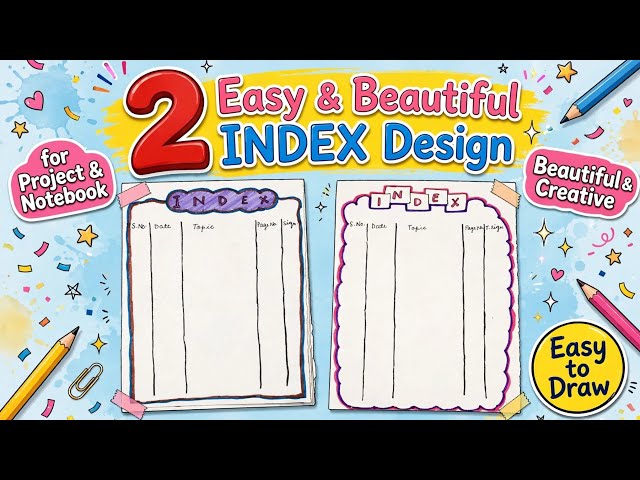 2Easy & Beautiful Index Page Designs for School Projects | Creative & Simple Border Decoration Ideas