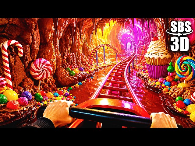 VR Roller Coaster in Candy Cave VR Videos