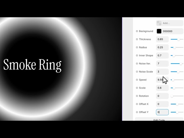 Smoke Ring Background for Framer — WebGL