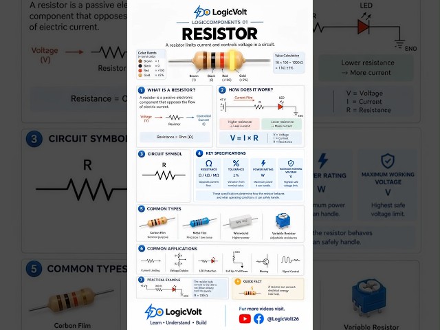 What Is a Resistor? ⚡| Resistor Explained | Electronics Basics | LogicComponents 1 | #Shorts