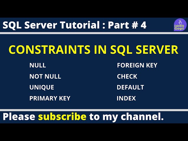 🔒 Constraints in SQL Server Explained | Primary Key, Foreign Key, Check & More