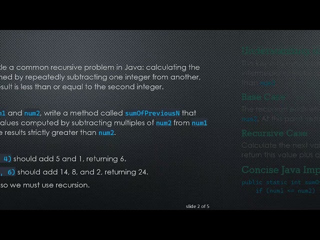 How to Compute the SumOfPreviousN Using Java Recursion