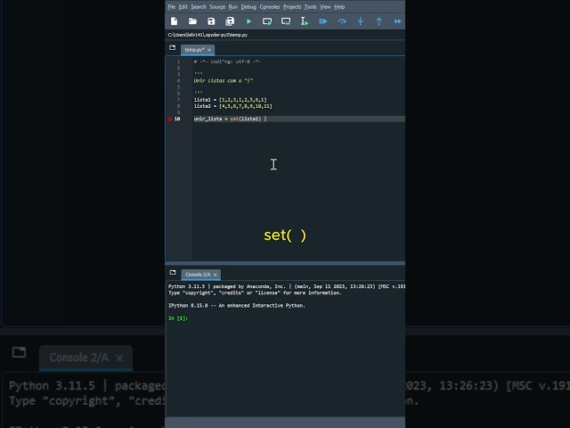 🐍 Python -   Unir listas com operador de união o pipe (" | ") #desenvolvedores #programação