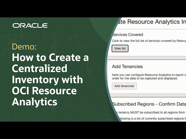 How to Create a Centralized Inventory with OCI Resource Analytics: Demo