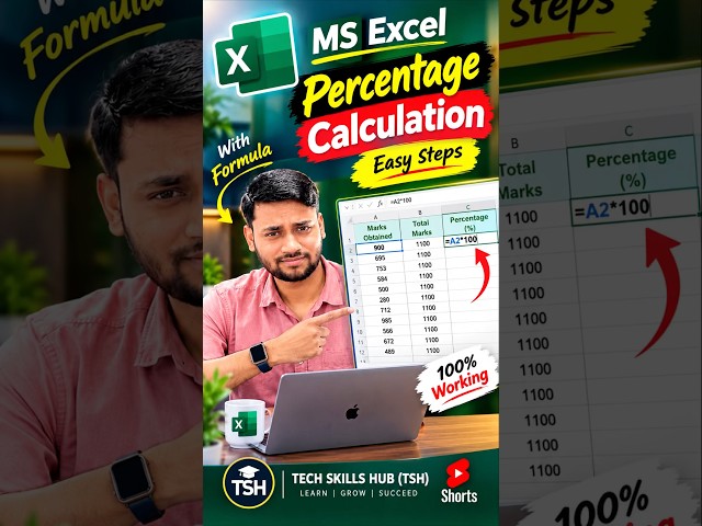 MS Excel Percentage Calculation in Seconds! 📊 | Easy Formula #shorts #excel #exceltips #tutorial