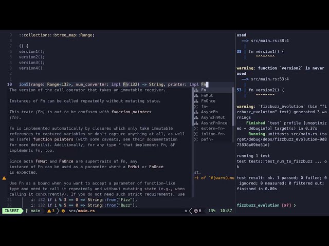 Over-Engineering FizzBuzz in Rust | Neovim + Tmux | ASMR Coding (No Talking)