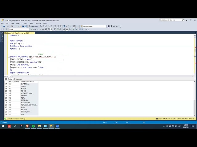 Procedimientos SQL Server