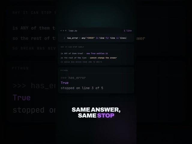 Python any() Explained in 17 Seconds 🚀